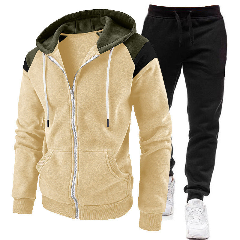Herren Fashion Zip-Up Hoodie Set – Sportlicher Trainingsanzug mit Kapuze