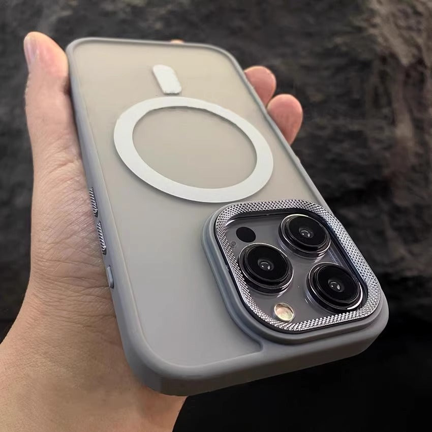 iPhone 11-16 Modelle/Hautgefühl Frosted Transparente Magnetische, tropfenfeste Schutzhülle