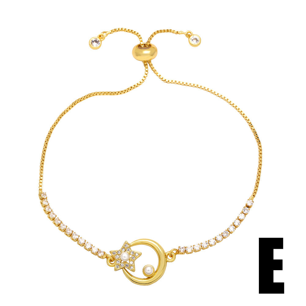 Geometrische Herzform Perle Zirkon Armband Einfach