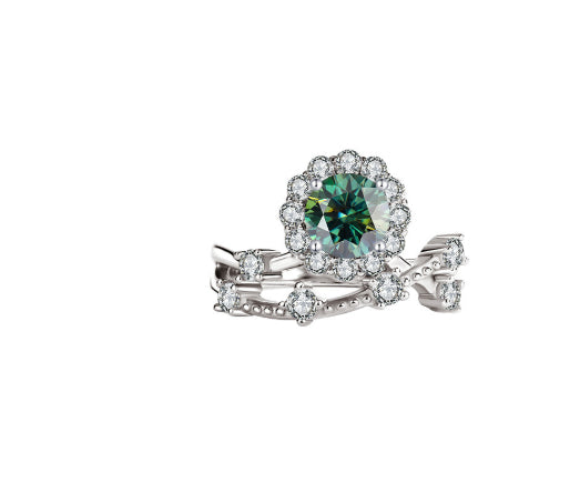 Moissanit-Ring für Damen aus Sterlingsilber mit Platinbeschichtung
