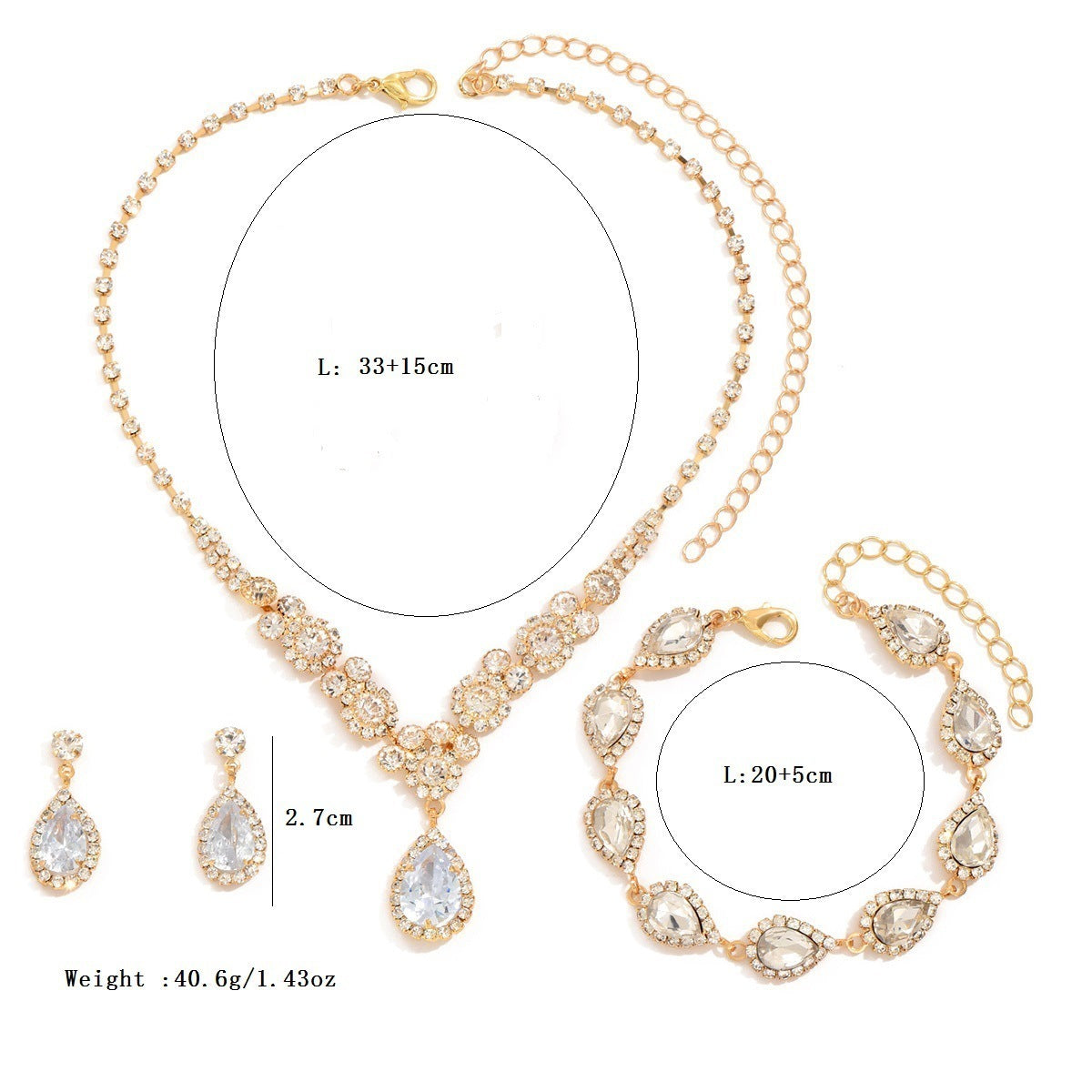 Modisches goldenes Roségold-Dreiteiler-Set