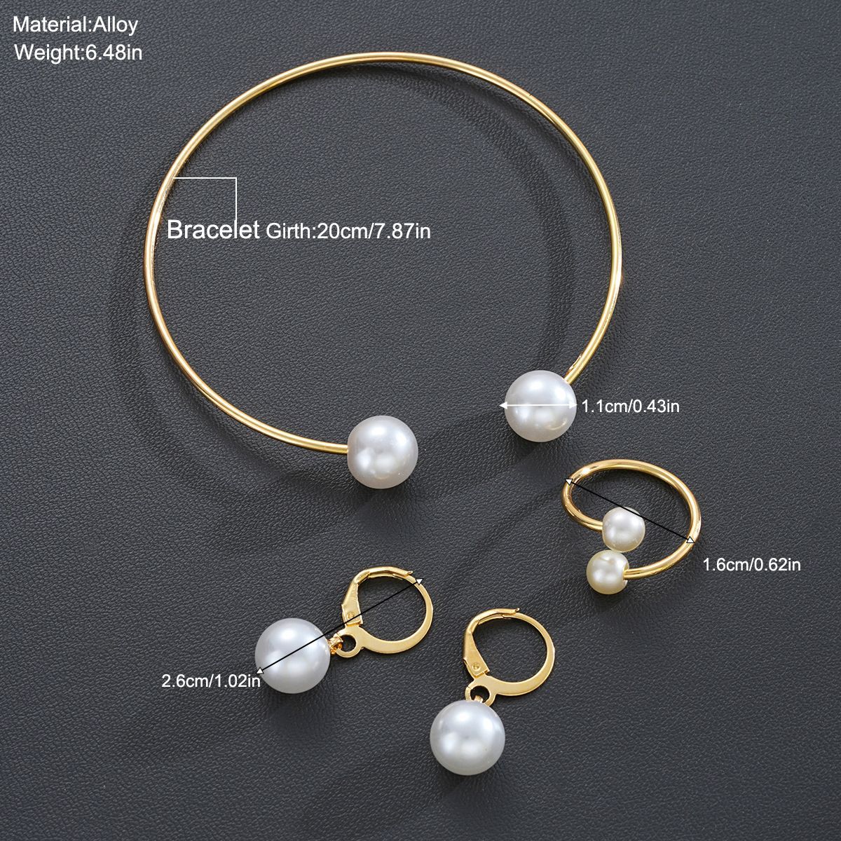 Perlen-Schmuckset – Ring, Ohrringe & Armband (3-teilig)