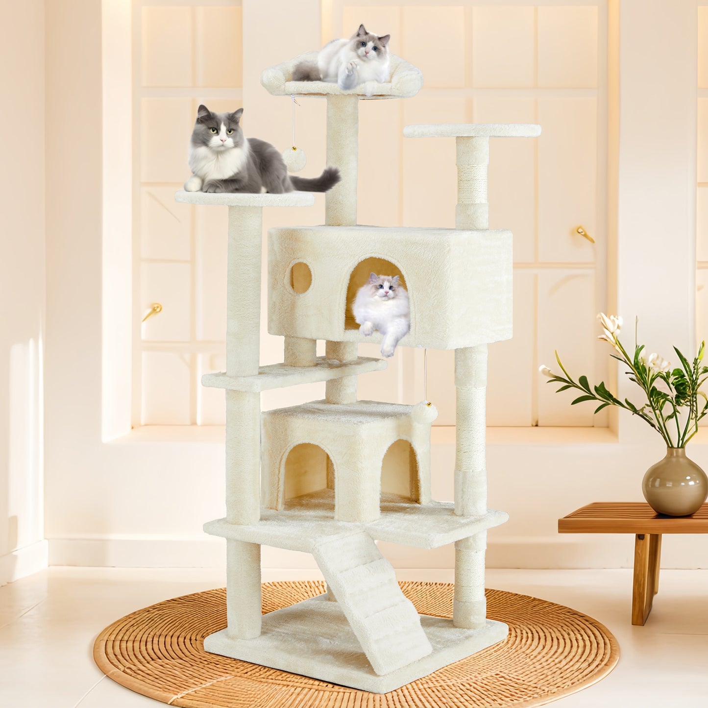 Moderner Katzenbaum in Beige oder Dunkelblau – Stilvolles Design für Ihr Zuhause