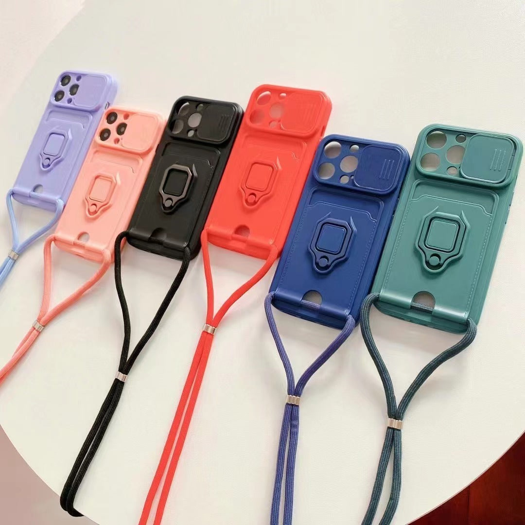 Push Fenster Karte Ring Halterung Diagonal Strap Lanyard Smartphone