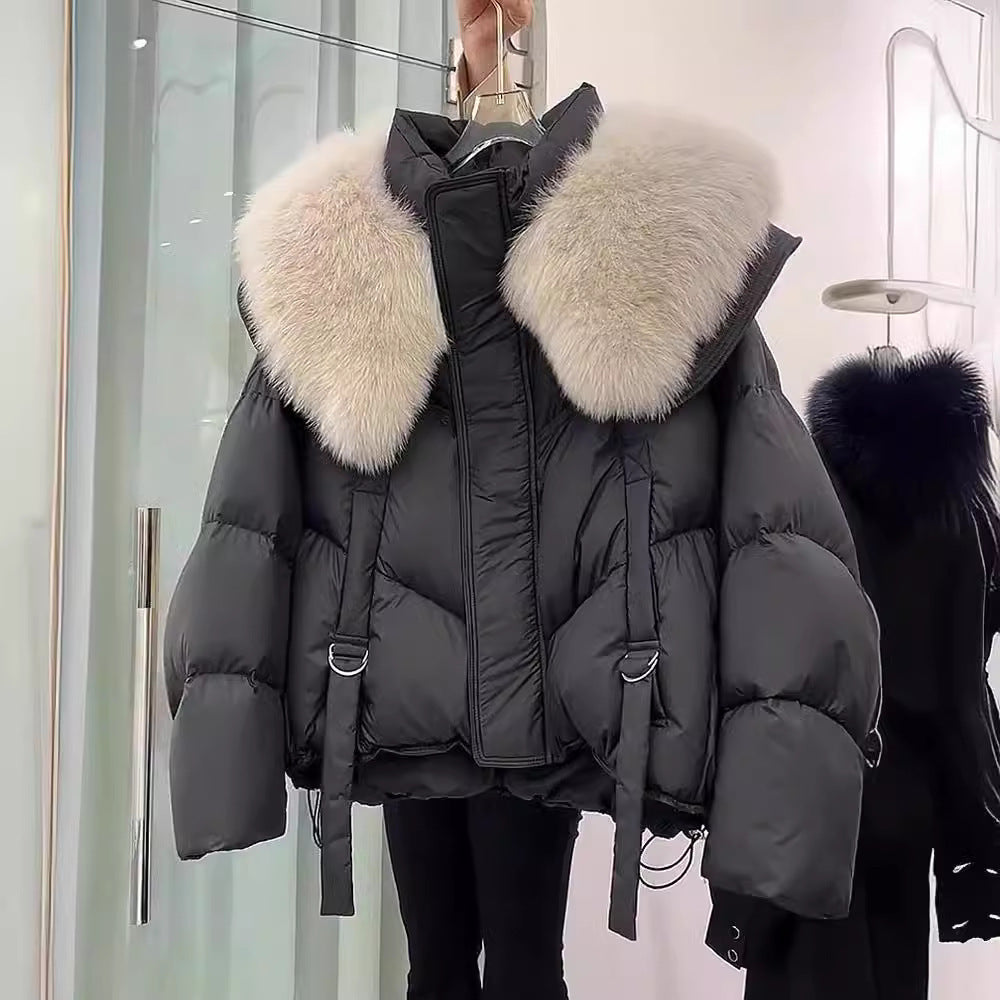 Gr. L-2XL / Winter Schwarz Baumwolle Gepolsterte Mantel