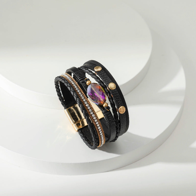 Multi Schicht Lederband Handgewebtes Armband Lederarmband