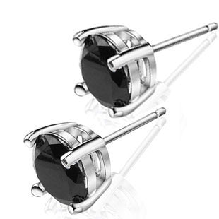 Sterling 925Silber Ohrstecker vier Krallen schwarz Achat Ohrringe Sterling Silber Schmuck Ohrringe hypoallergen