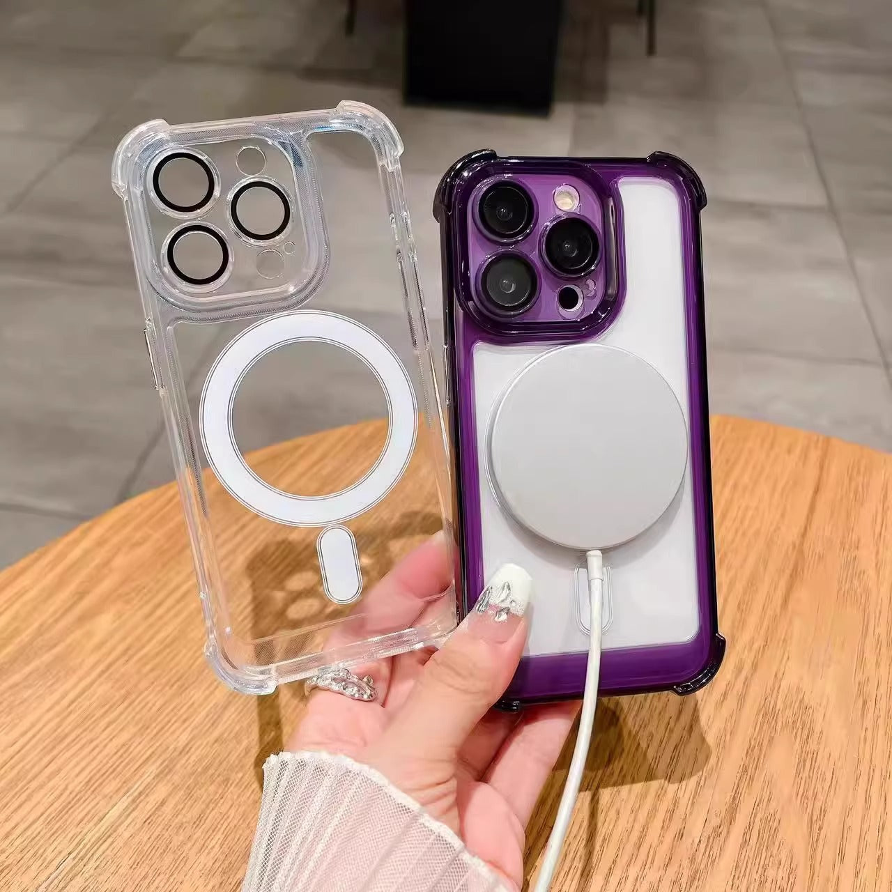 iPhone 15-16 Modelle/Transparente Ecken-Airbag-Schutzhülle mit Linsenschutz-All-inclusive-Schutzhülle geliefert