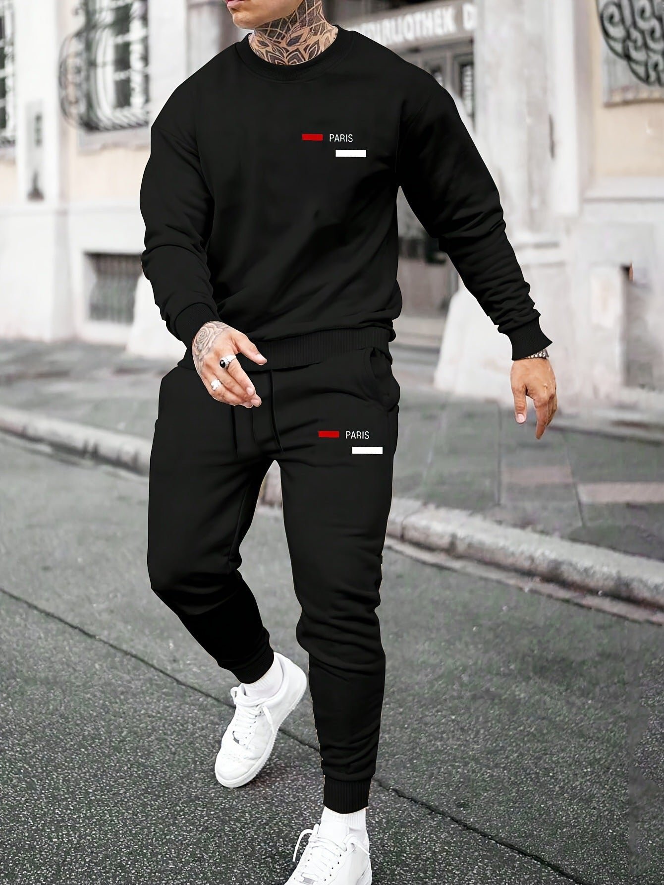 Gr. M-3XL/ Lässiger Bedruckter Fleece-Hoodie mit Hose