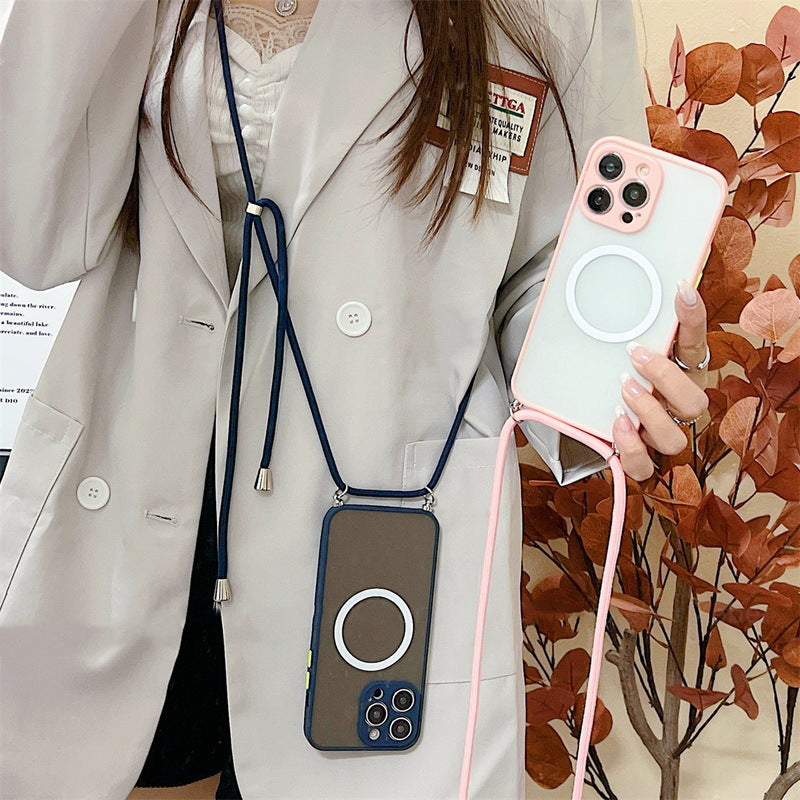 Magnetische Lanyard-Handyhülle Transparente Crossbody tropfenfest