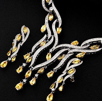 Neuer Kristallschmuck Zirkon Schmuck Set Quaste Anhänger