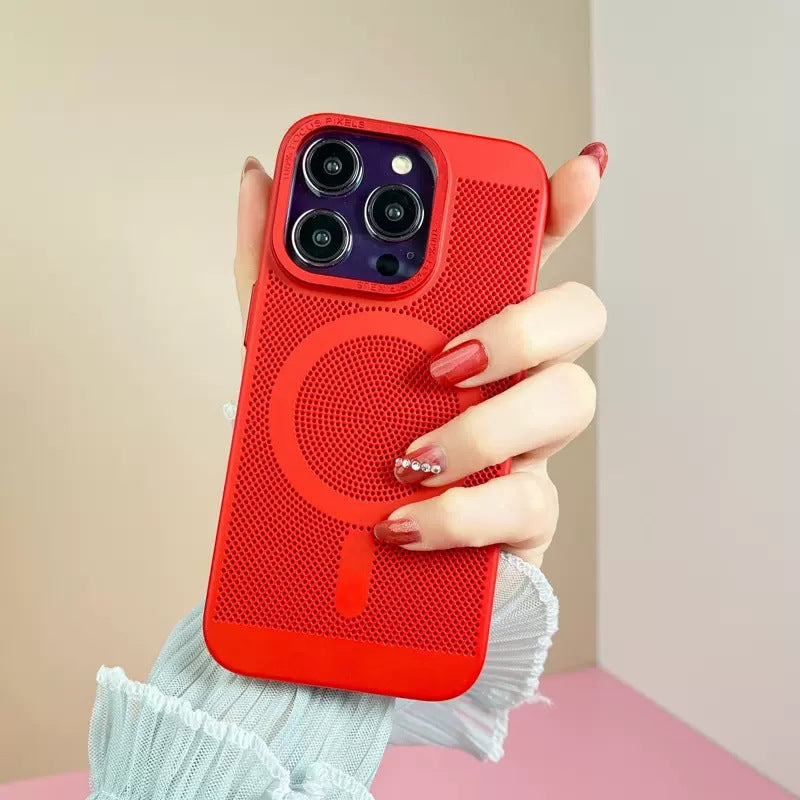 iPhone 11-15 Modelle/ MagSafe-magnetische Handyhülle mit Haftfunktion – stoßfest, wärmeableitend & Netz-Schutzhülle