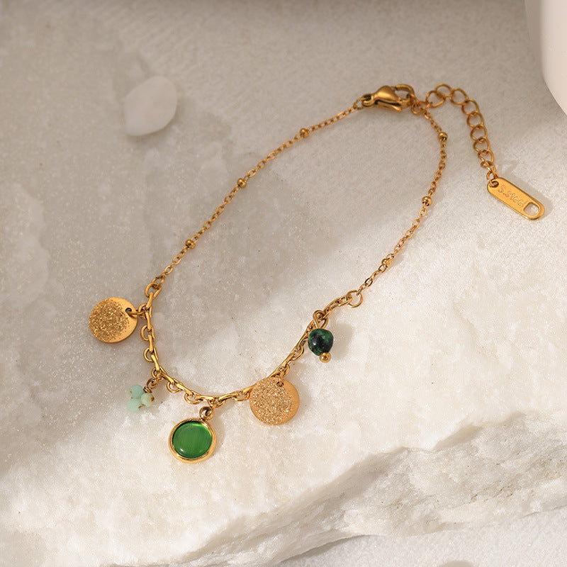 Vintage Naturstein Armband Mode 18K vergoldet