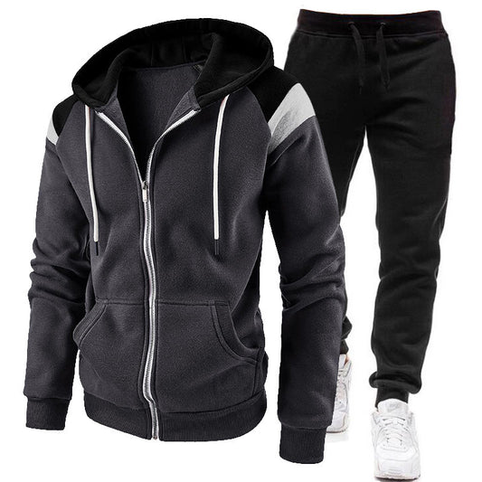 Herren Fashion Zip-Up Hoodie Set – Sportlicher Trainingsanzug mit Kapuze