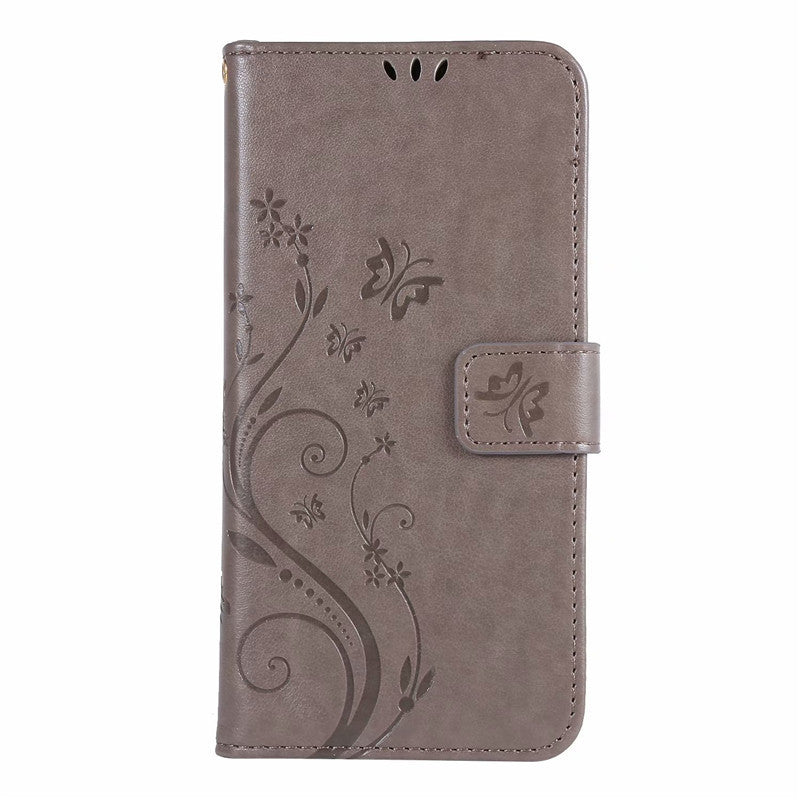 Schmetterling Geprägte Schutzhülle Ledertasche Flip Cover Smartphone-Hülle