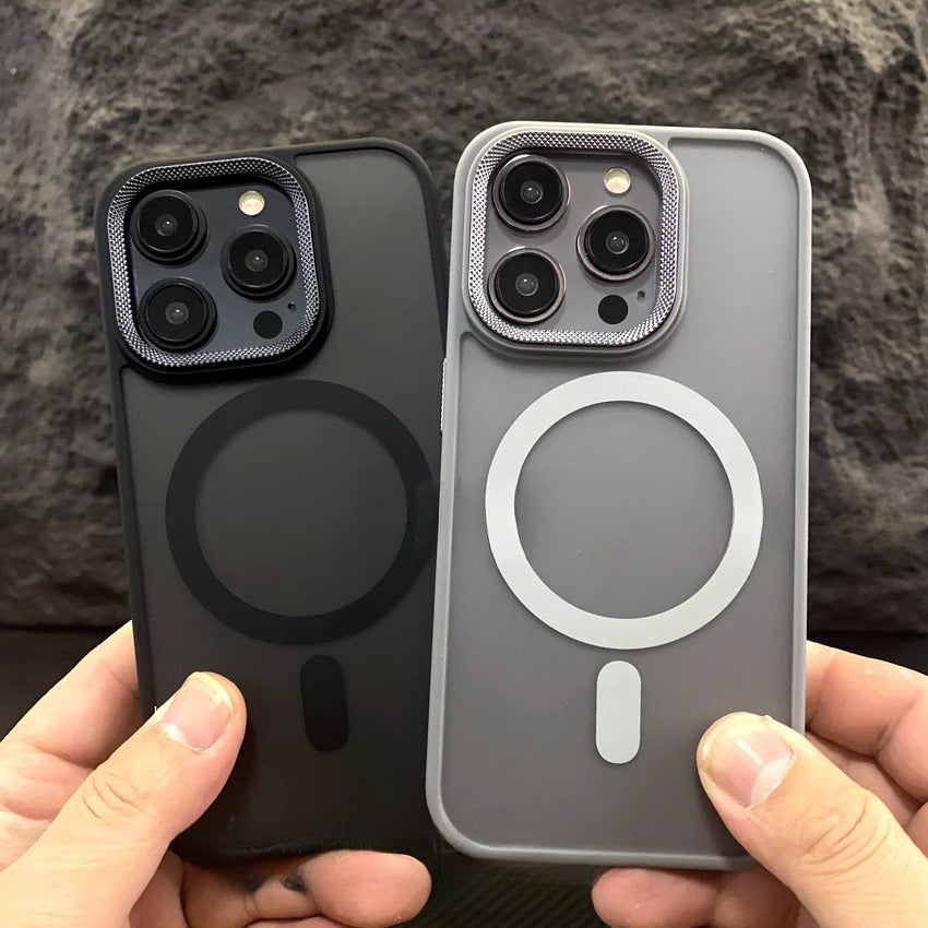 iPhone 11-16 Modelle/Hautgefühl Frosted Transparente Magnetische, tropfenfeste Schutzhülle
