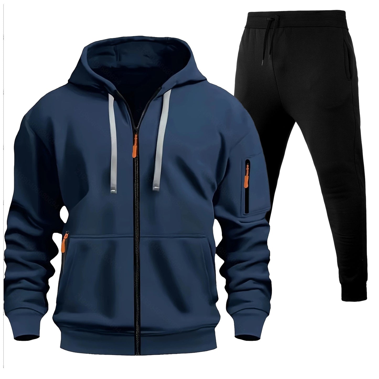 Herren Sport Hoodie Zip-Up Set mit Multi-Pocket – Warmes Freizeit Outfit mit Kapuze