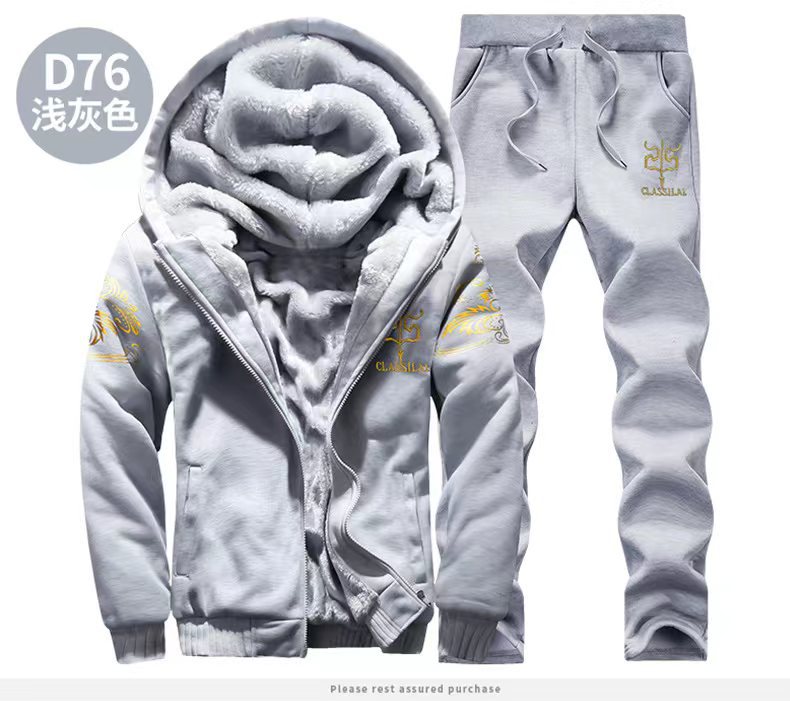 Plus-Size Gr. M- 6XL mit Fleece gefüttertes dickes, lässiges Sport-Zweiteiler-Set für Herren