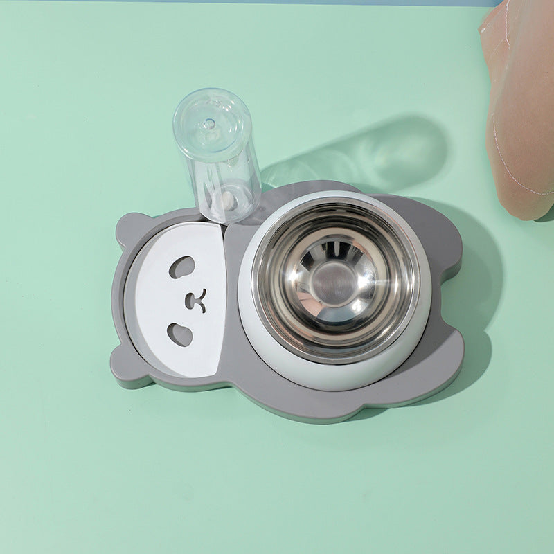 Erhöhte Hunde Katzennäpfe Neigte Katzenfutter- und Wassernapf-Set Erhöhte Edelstahl-Katzennäpfe mit automatischem Wasserspender Flasche für Katzen und kleine Hunde Kätzchen Welpe