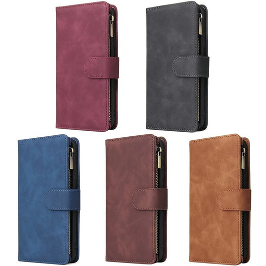 Multifunktionale Reißverschluss Handy Multi Kartefächer Brieftasche Leder