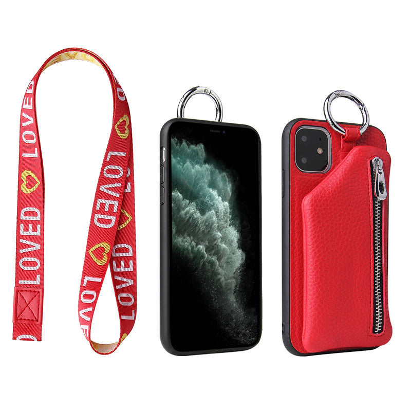 iPhone 11-14 Schutztasche/PU-Leder Trageriemen, Münztasche, Schutzhülle – Crossbody-, Halsband- & Brieftaschen-Case“