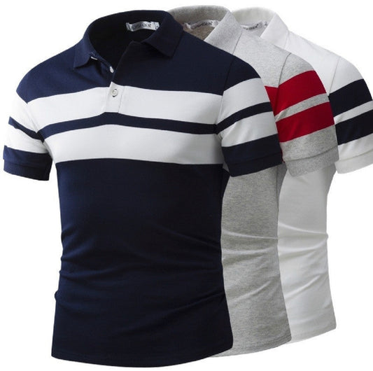 Gr.M-3XL / Gestreifte Kurzarm Polo T-shirt Europäische Amerikanische Freizeit Slim-Fit