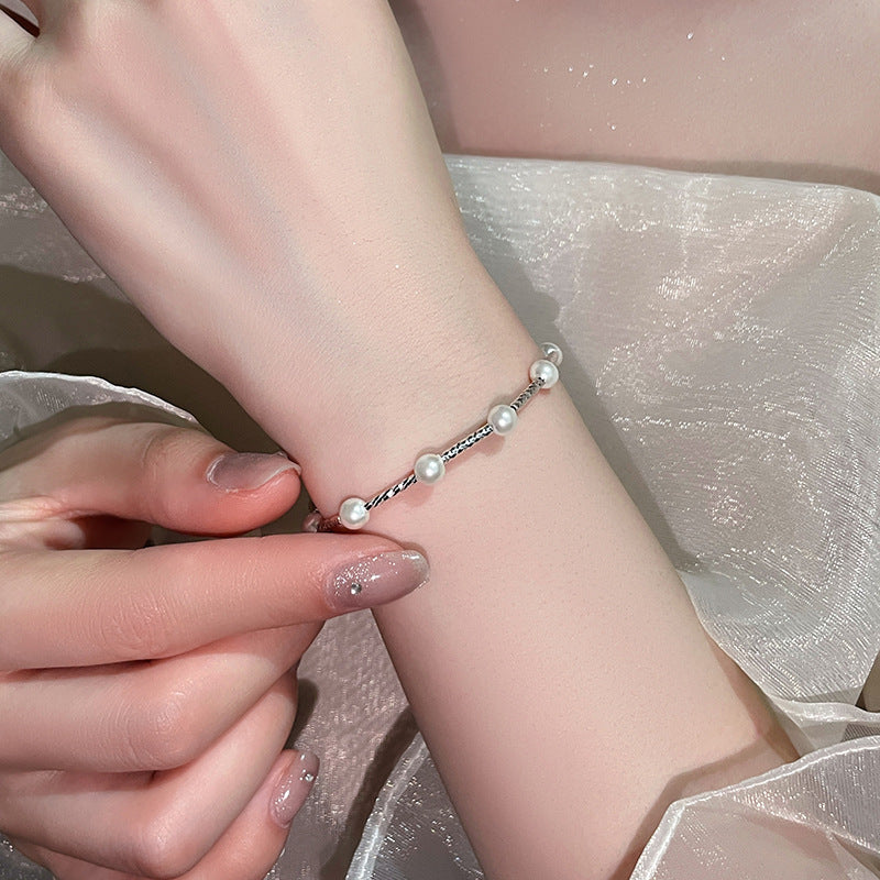 Sterling Silber Sternen Silber Perle Armband für Frauen