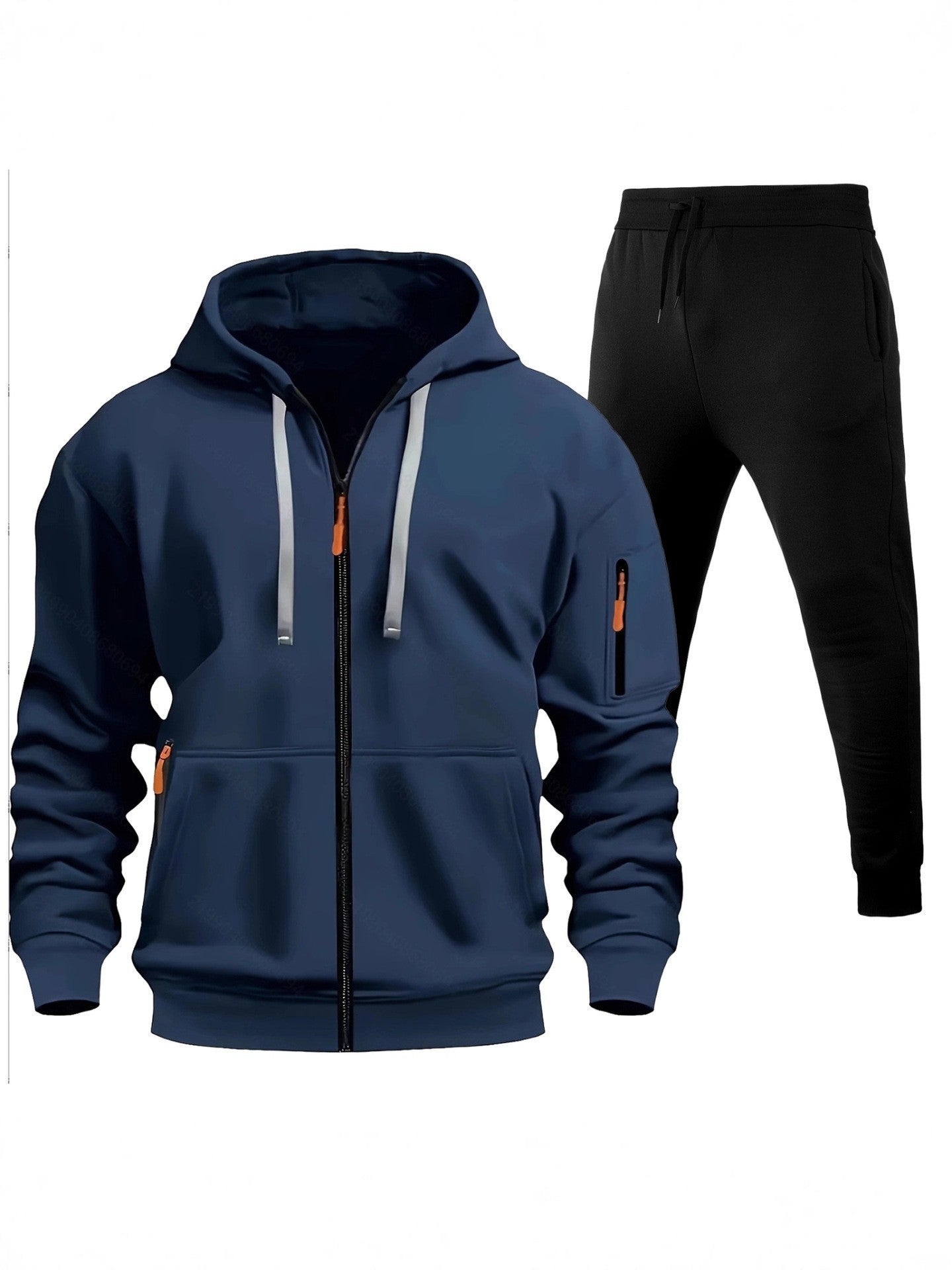Herren Sport Hoodie Zip-Up Set mit Multi-Pocket – Warmes Freizeit Outfit mit Kapuze