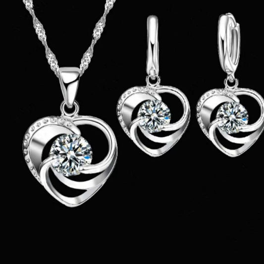925 Sterling Silber gestempelt Halskette Ohrringe Set Lange Kette