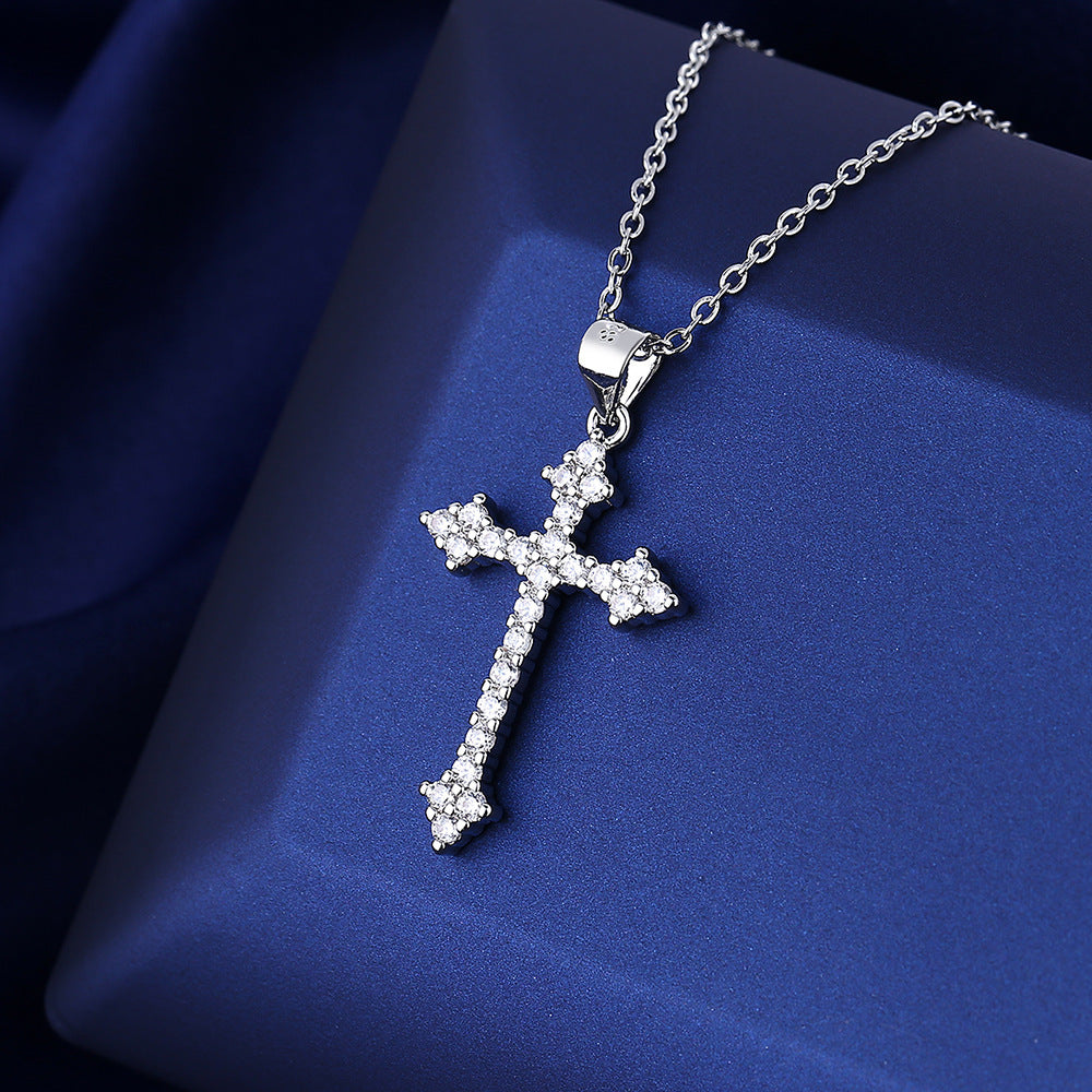 Halskette einfache Diamant Kreuz Anhänger Grenzüberschreitender