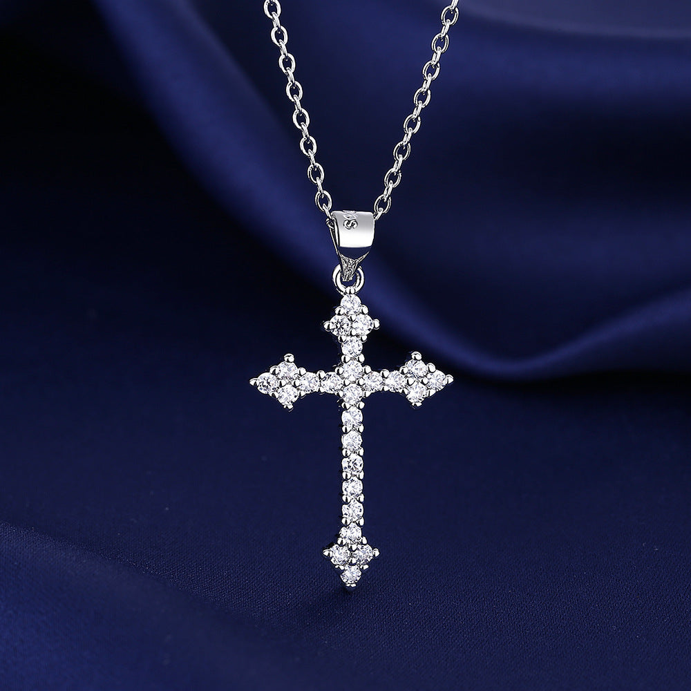 Halskette einfache Diamant Kreuz Anhänger Grenzüberschreitender