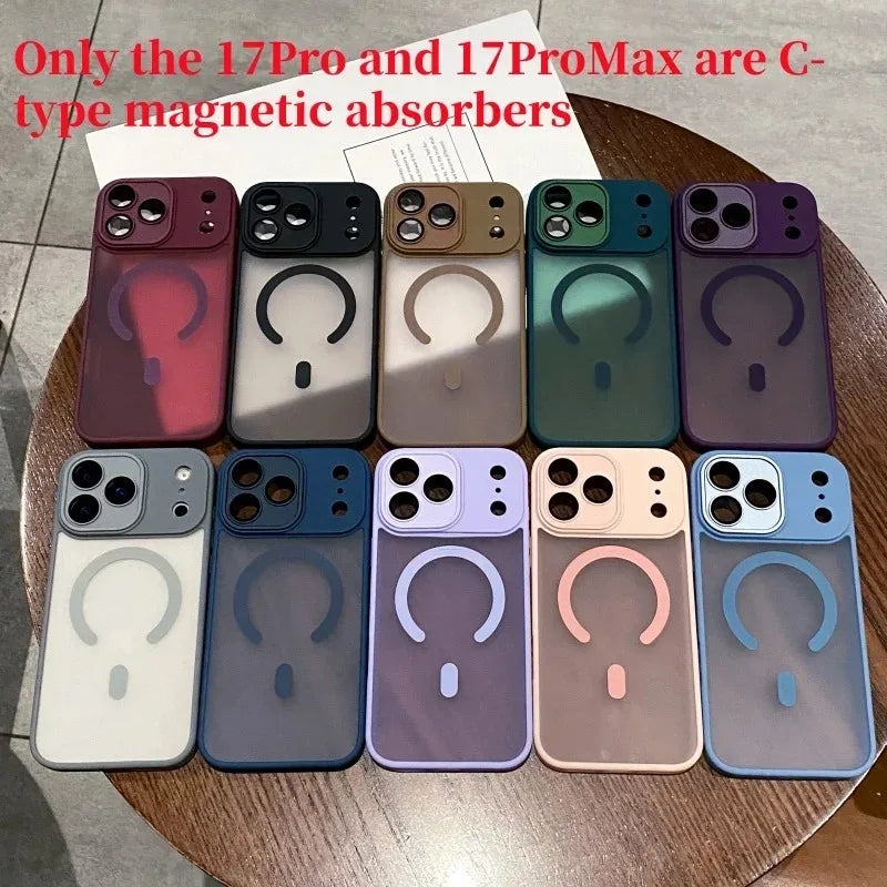 Matte Durchscheinende Magnetische Telefon Fall Für iPhone 17 16 15 14 13 12 Pro Max 16 Plus 17Pro für Magsafe Objektiv Schutz Abdeckung