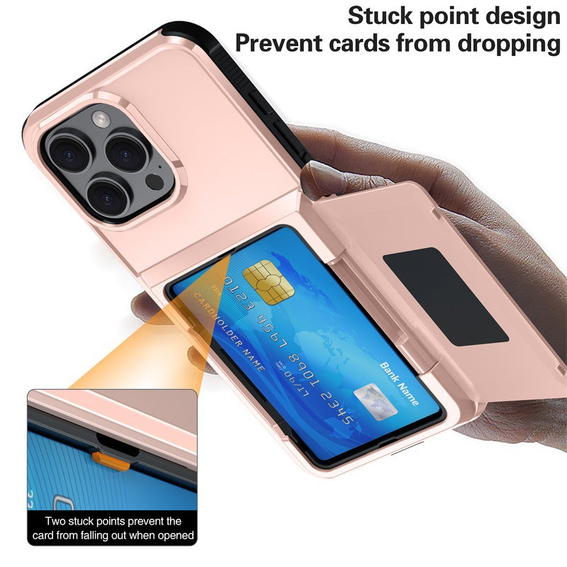 iPhone 13-16 Modelle/Einfarbig Einfache Schutzhülle mit Halterung Kartefach