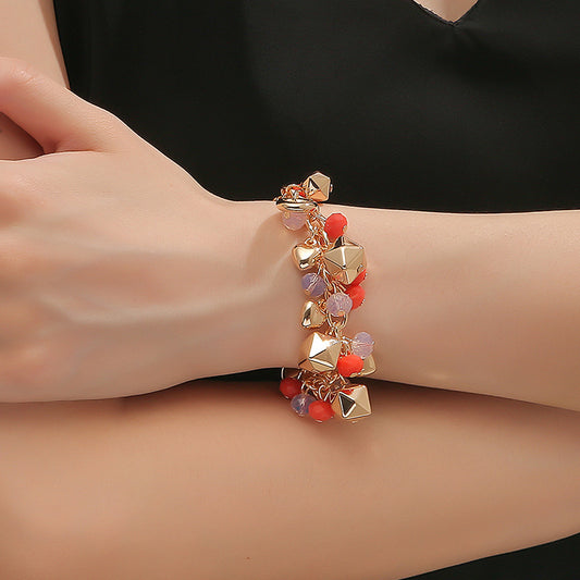 Böhmischen Glas Kristall Mischfarbe Multi-layer Perlenarmband