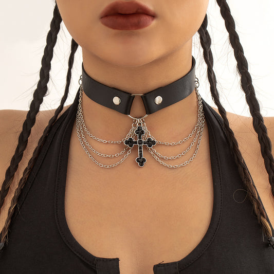 Schmuck PU Legierung Halskette Kreuz