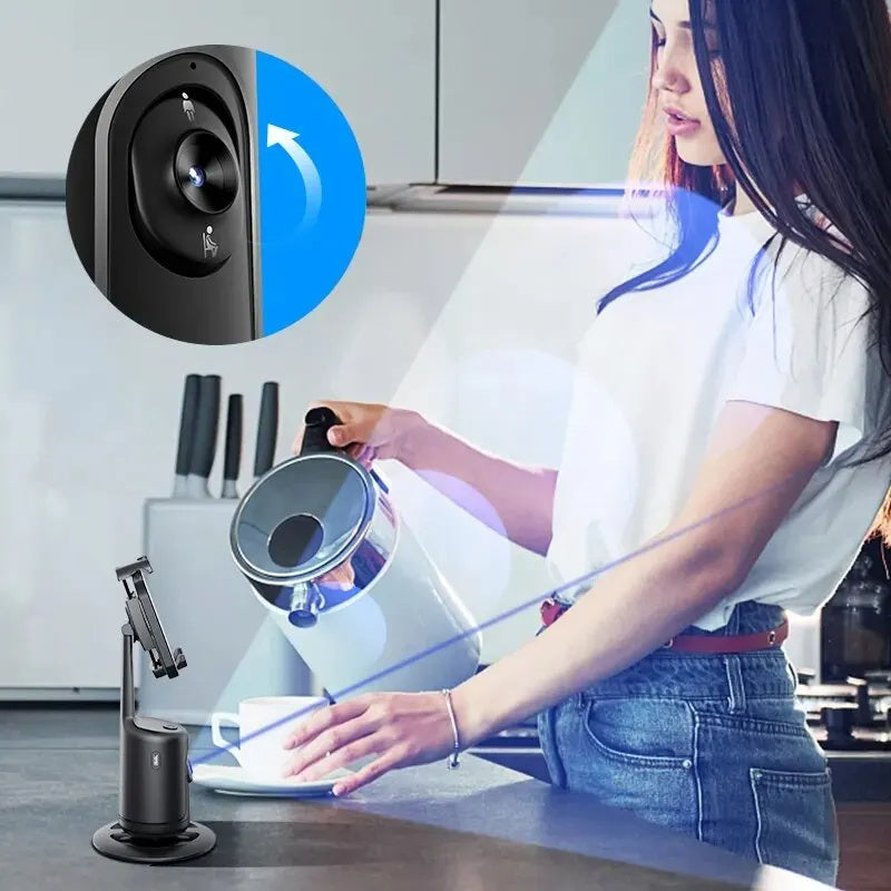360 Grad Gesicht Erkennungen KI Automatisch mit Telefonhalter für Smartphone Video Vlog Live Stabilisator Stativ