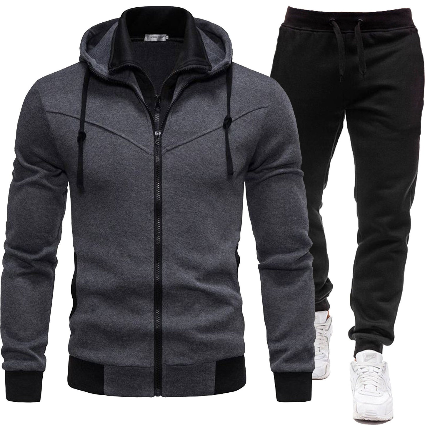 Patchworkjacke im Sportstil und lässige Langarmhose