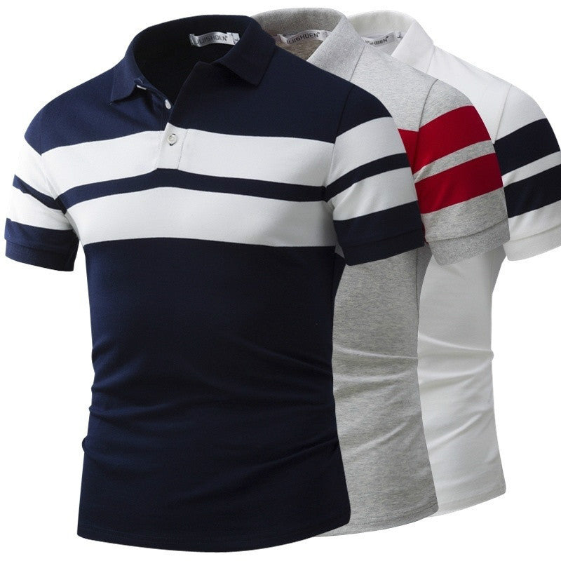Gr.M-3XL / Gestreifte Kurzarm Polo T-shirt Europäische Amerikanische Freizeit Slim-Fit