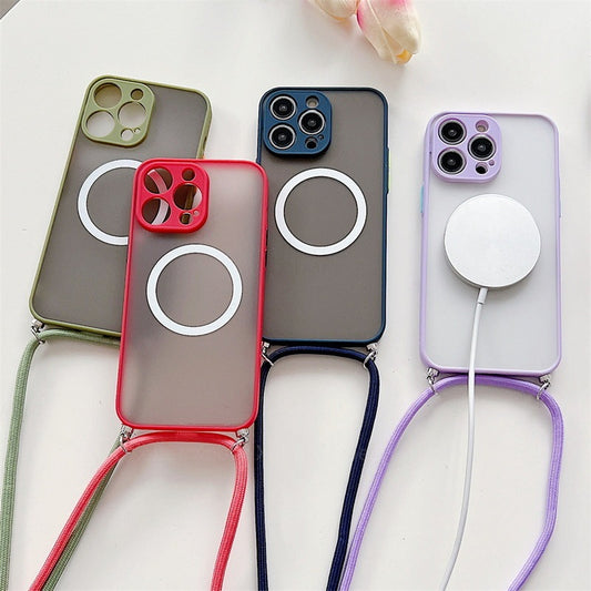 Magnetische Lanyard-Handyhülle Transparente Crossbody tropfenfest
