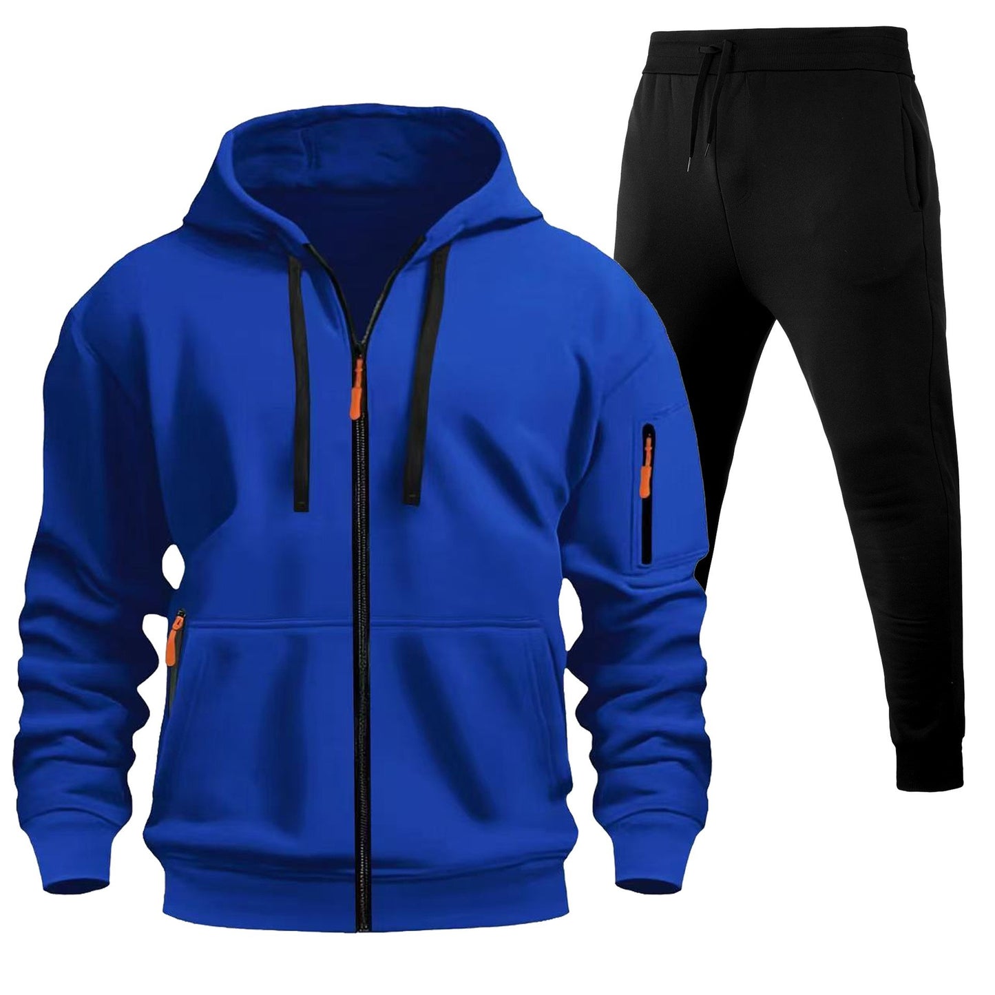Herren Sport Hoodie Zip-Up Set mit Multi-Pocket – Warmes Freizeit Outfit mit Kapuze