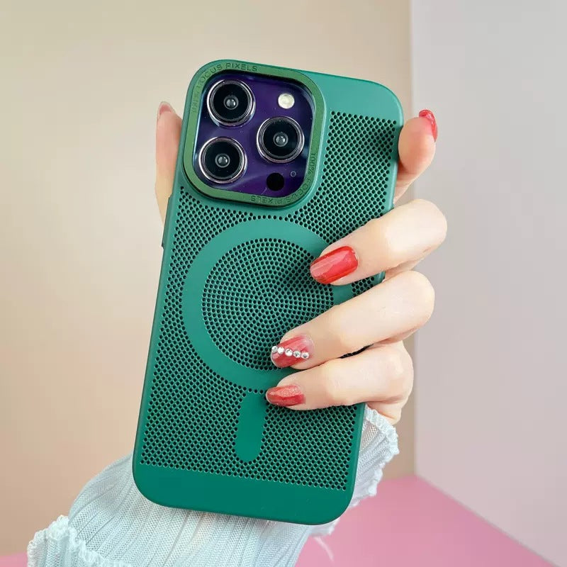 iPhone 11-15 Modelle/ MagSafe-magnetische Handyhülle mit Haftfunktion – stoßfest, wärmeableitend & Netz-Schutzhülle