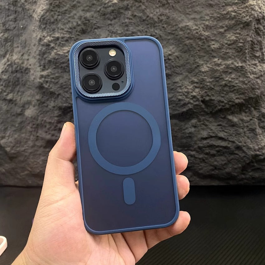 iPhone 11-16 Modelle/Hautgefühl Frosted Transparente Magnetische, tropfenfeste Schutzhülle