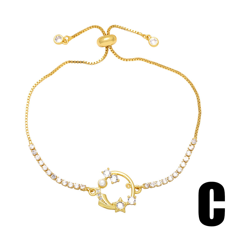 Geometrische Herzform Perle Zirkon Armband Einfach