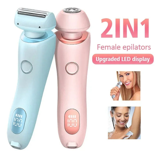 2 In 1 Haarentfernung Epilator USB Wiederaufladbarer Trimmer Frauen Körper Rasierer Gesicht Bein Achselhöhle Bikini Hand Scham Rasierer Haarentferner USB