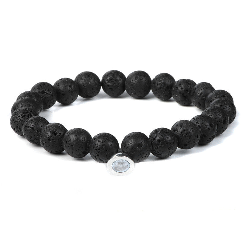 Lava Vulkan Stein Paar Magnetverschluss Armband Vintage Und Vielseitigen Stil