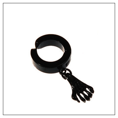 Schwarze Tassel-Ohrringe ohne Ohrloch mit Kreuz und Wolf für Damen & Herren