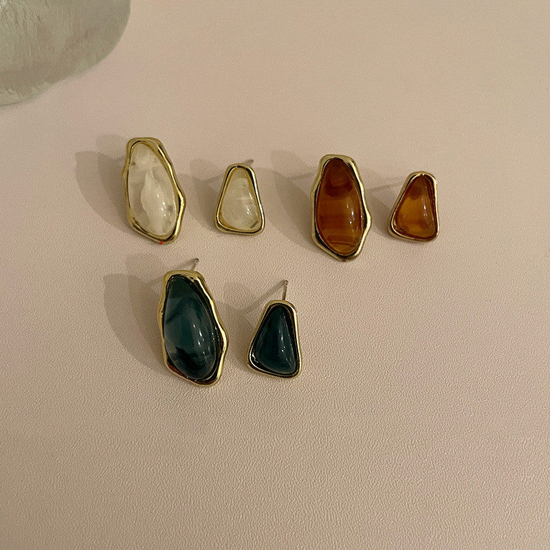 925 Silber Nadel Asymmetrische geometrische Harz Ohrstecker