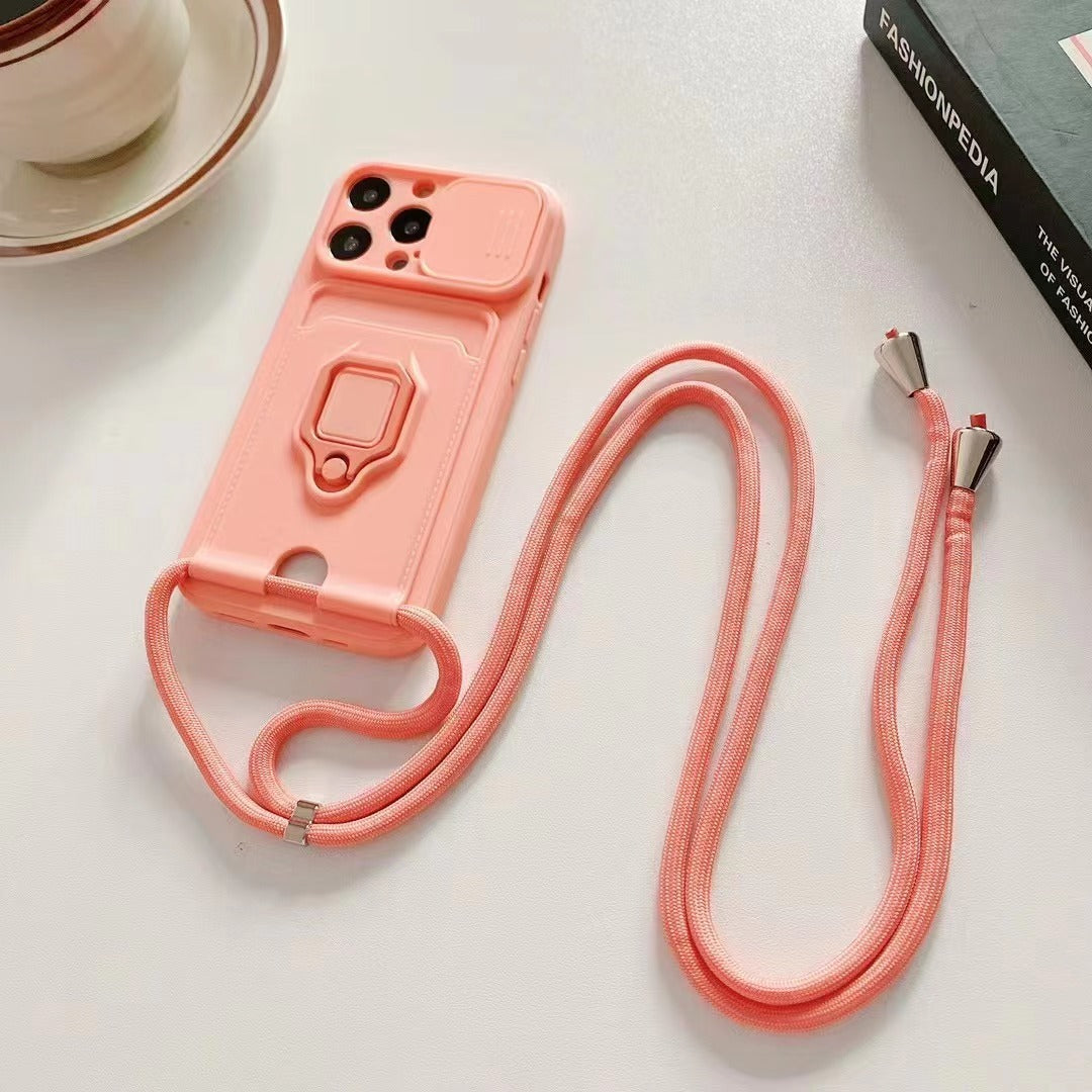 Push Fenster Karte Ring Halterung Diagonal Strap Lanyard Smartphone