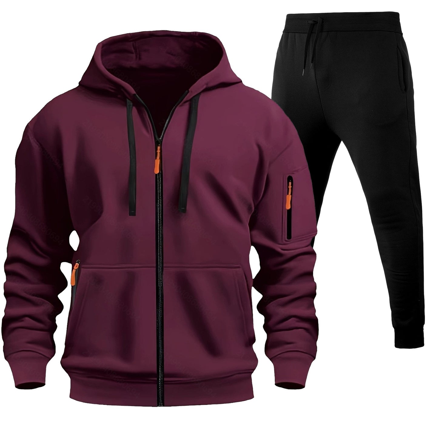 Herren Sport Hoodie Zip-Up Set mit Multi-Pocket – Warmes Freizeit Outfit mit Kapuze