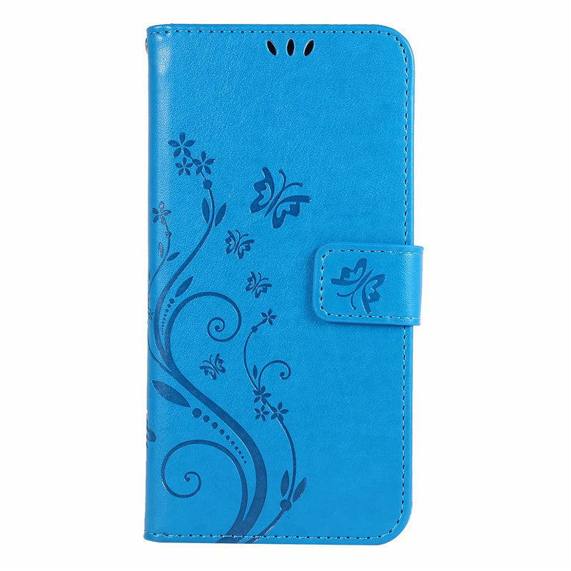 Schmetterling Geprägte Schutzhülle Ledertasche Flip Cover Smartphone-Hülle